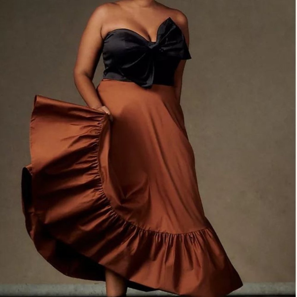 Anthropologie Colorblocked Bow-Tie Maxi Dress
